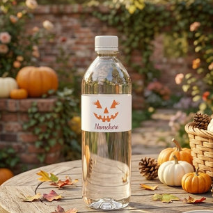 Anpassad feminint Jack O Lantern-pumpa Halloween Vattenflaska Etikett
