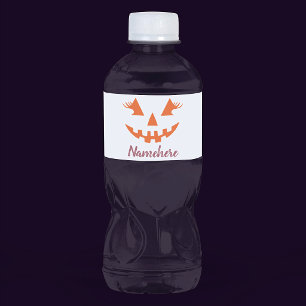 Anpassad feminint Jack O Lantern-pumpa Halloween Vattenflaskor Etikett