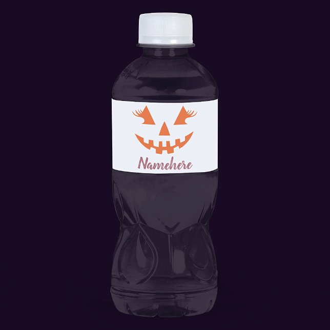 Anpassad feminint Jack O Lantern-pumpa Halloween Vattenflaskor Etikett (Skapare uppladdad)