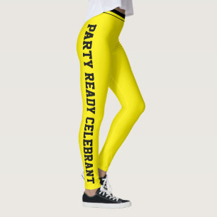 Anpassad firande gul svart monogram födelsedag leggings