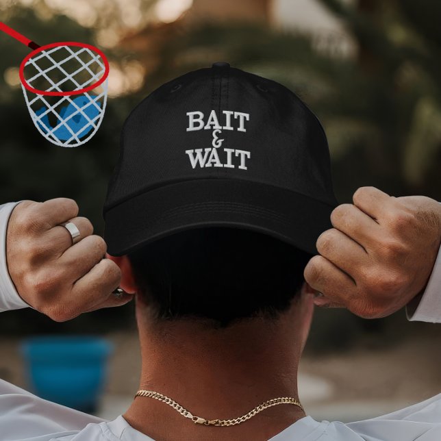 Anpassad fiskegåva bete väntar design för anglare broderad keps (Skapare uppladdad)