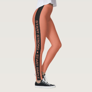 Anpassad fitnessstudio slogan svart rand orange  leggings