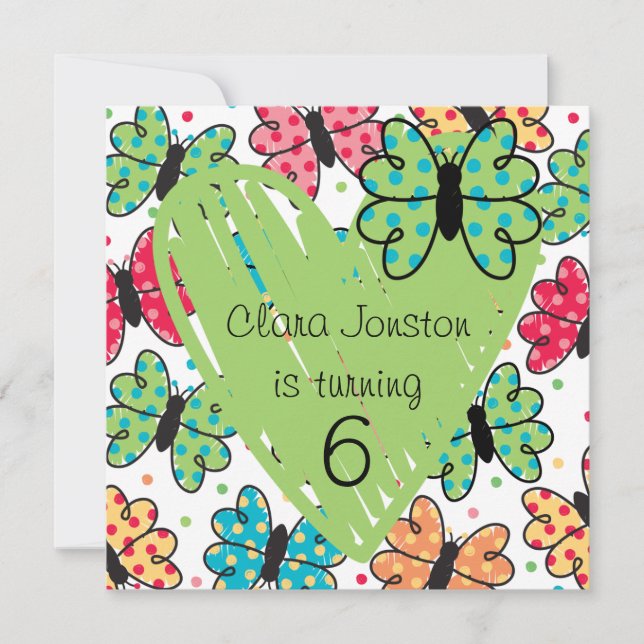 Anpassad fjäril Birthday Inbjudan (Framsida)