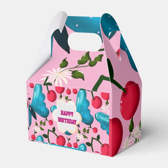 Anpassad fjärils födelsedagsfest matchande set presentaskar (Framsidan Sidan)