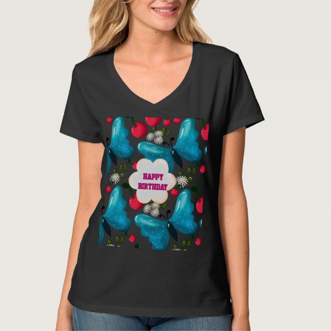 Anpassad fjärils födelsedagsfest matchande set t shirt (Framsida)