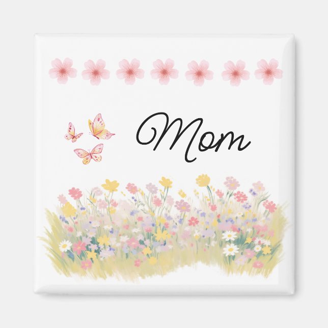 Anpassad fjärilsmagnet med vilda blommor magnet (Framsidan)