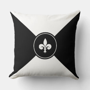 Anpassad Fleur de Lis på svart & vit kastkudde Kudde