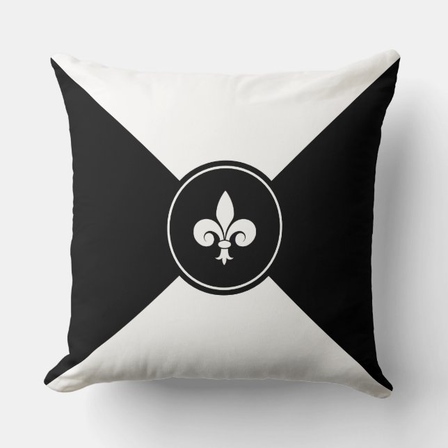 Anpassad Fleur de Lis på svart & vit kastkudde Kudde (Framsida)
