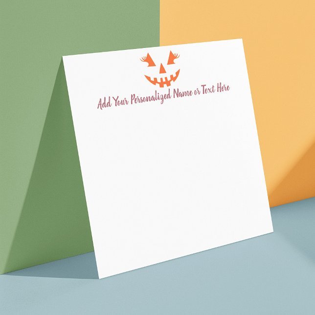 Anpassad flickig Jack O Lantern Pumpa Halloween Anteckningskort (Skapare uppladdad)