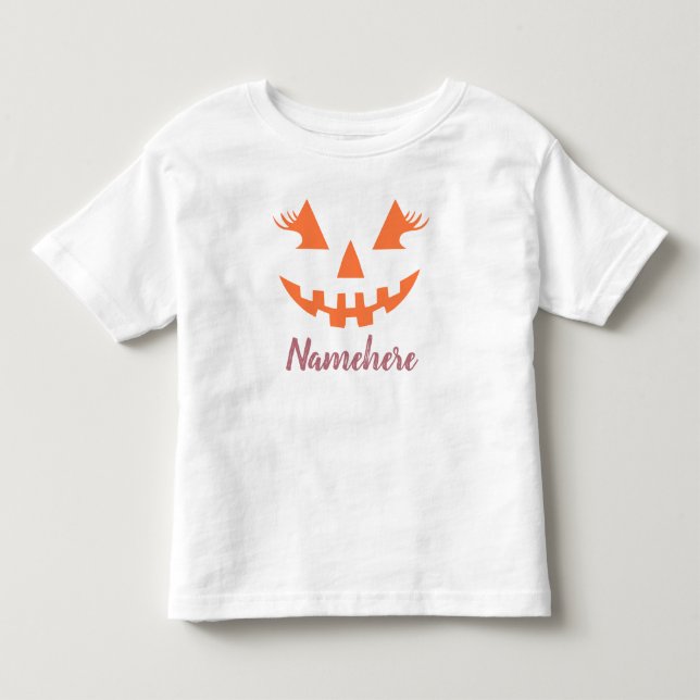 Anpassad flickig Jack O Lantern Pumpa Halloween T Shirt (Framsida)