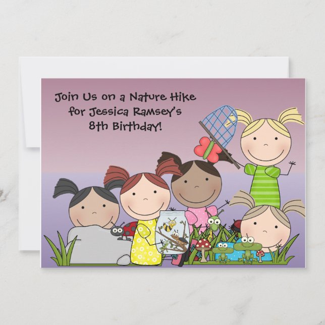 Anpassad flicknatur - kallelse till födelsedagsinb inbjudningar (Framsida)