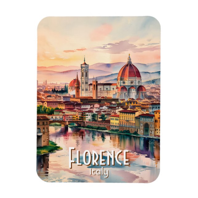 Anpassad Florence Duomo-katedral Vattenfärg Skylin Magnet (Vertikal)