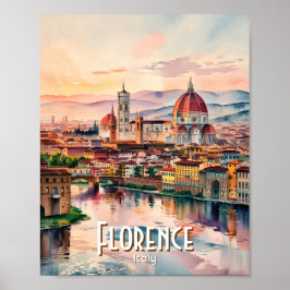 Anpassad Florence Duomo-katedral Vattenfärg Skylin Poster