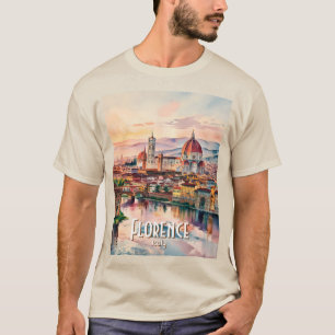 Anpassad Florence Duomo-katedral Vattenfärg Skylin T Shirt
