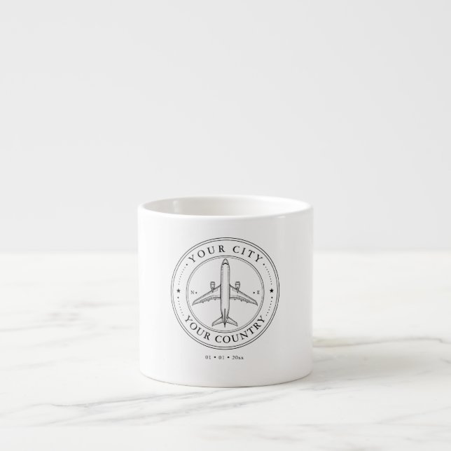Anpassad flygrespassstamp Aviation Resa Espressomugg (Framsidan)