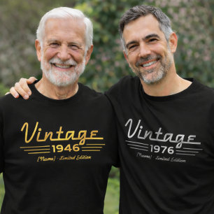 Anpassad födelsårs T-shirt, klassisk bil stil vint T Shirt