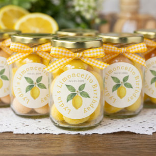Anpassad Födelsedag Vattenfärg Lemon Klassisk Runt Klistermärke