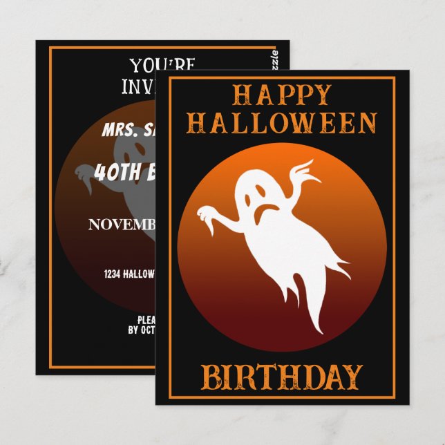 ANPASSAD FÖDELSEDAGS SPÖKEK HALLOWEEN FEST FIRANDE VYKORT (Fram/baksida)