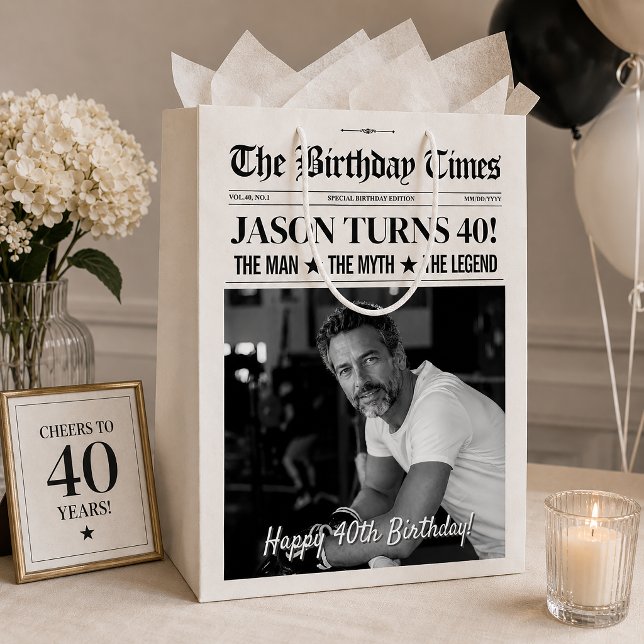 Anpassad Födelsedags Tidning (Custom Birthday Newspaper Gift Bag)