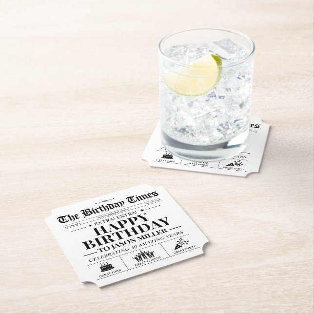 Anpassad Födelsedags Tidning  Underlägg Papper (Insitu)