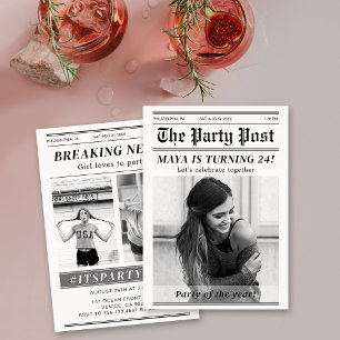 Anpassad födelsedags tidningsomslag för magasin inbjudningar