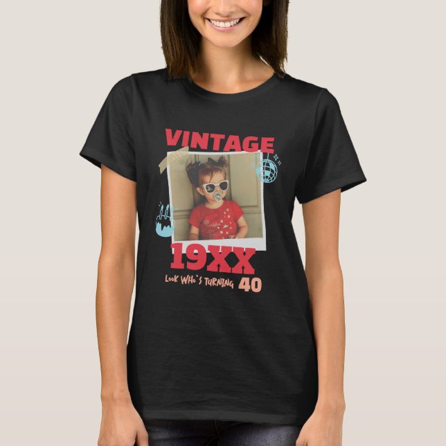 Anpassad Födelsedagsår Vintage Foto Retro Födelsed T Shirt (Framsida)