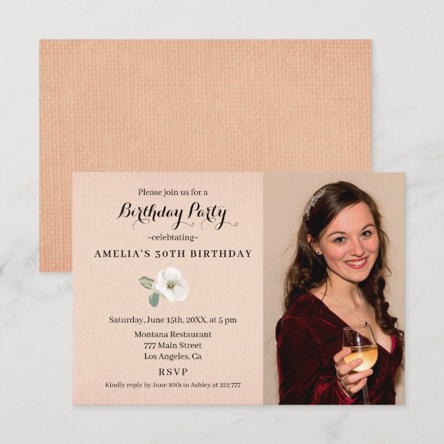 Anpassad födelsedagsbild med foto inbjudningar (Fram/baksida)