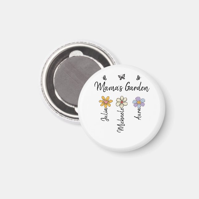 Anpassad födelsedagsblomma kopp Namn, Mamas trädgå Magnet (Front/Back)