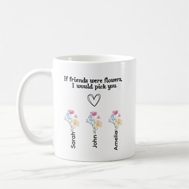 Anpassad Födelsedagsblomma Vänskap Kaffe Mugg, Kaffemugg (Vänster)