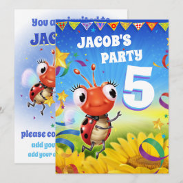 Anpassad födelsedagsfest inbjudan pojke 5 år gamma