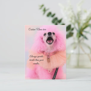 Anpassad födelsedagskort, Rosa Toy Poodle, Mozzare Helg Vykort