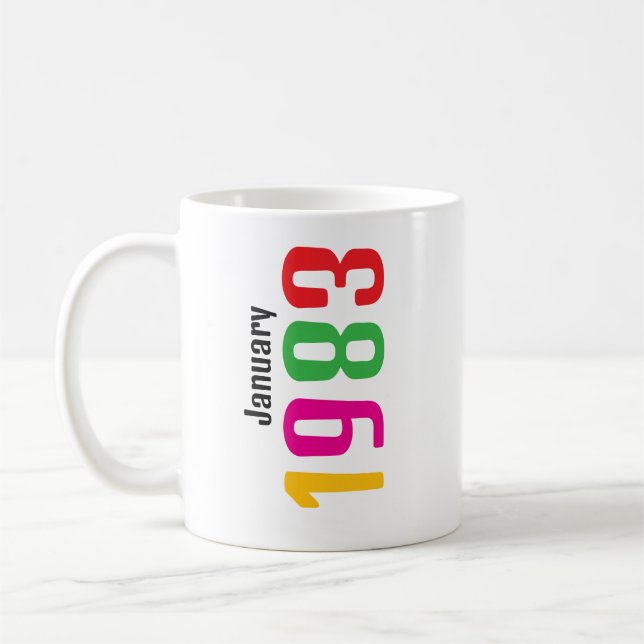 Anpassad födelsedagsmånad och årsgåva kaffemugg (Vänster)