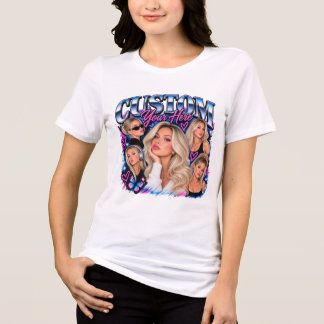 Anpassad födelsedagsporträttcollage Retro Glam T Shirt
