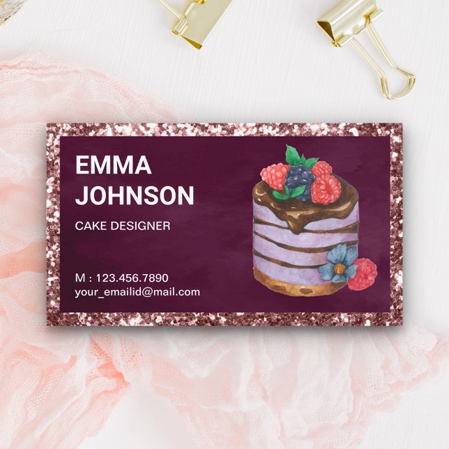 Anpassad födelsedagstårta för Raspberry Pastry Che Visitkort (Skapare uppladdad)