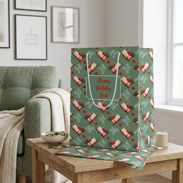 Anpassad födelsedagstårta & hjärtan Grön Personlig (Skapare uppladdad)