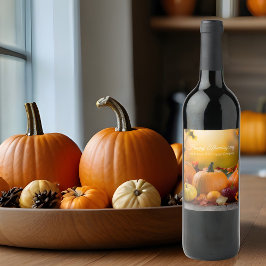 Anpassad företags Thanksgiving-marknadsföringspump Vinflaska Etikett