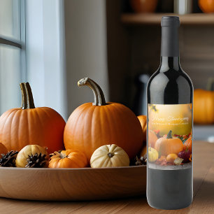 Anpassad företags Thanksgiving-marknadsföringspump Vinflaska Etikett