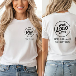 Anpassad företagslogotyp fram och bak t shirt
