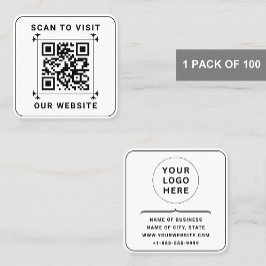 Anpassad företagslogotyp & QR-kod | Modern vit Fyrkantigt Visitkort