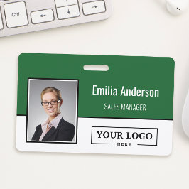 Anpassad företagslogotyp streckkod anställd foto