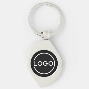 Anpassad företagslogotyp swirl silverfärgad nyckelring