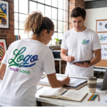 Anpassad företagslogotyp T-Shirt Fram- och baksida