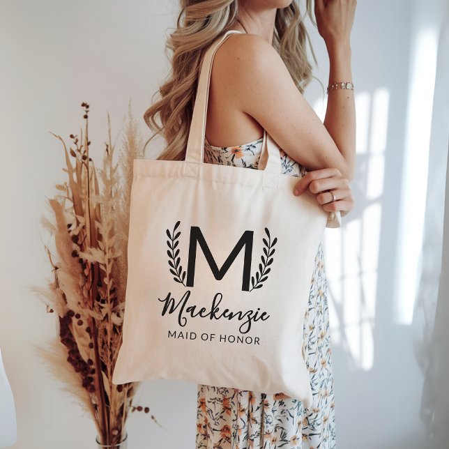 Anpassad förfrågningsväska för brudtärna, Sista tj Tygkasse (custom name tote, maid of honor keepsake, wedding party tote bag, bachelorette party favor,)