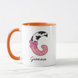 Anpassad Förnamn Mugg | Rosa Ko Bokstav G