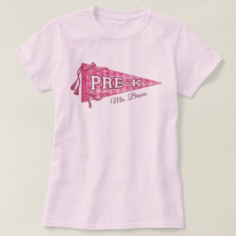 Anpassad förskola skolflagga lärarens namn rosa t shirt
