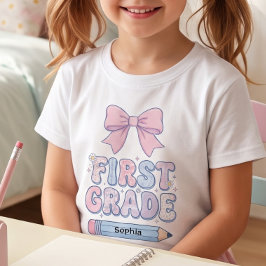 Anpassad Första Dag på Första Klass Rosa Coquette- T Shirt