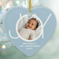 Anpassad Första Julen Baby Foto Blå