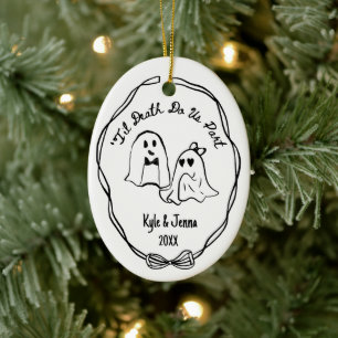 Anpassad Första Julen Gift Doodle-spöke Julgransprydnad Keramik