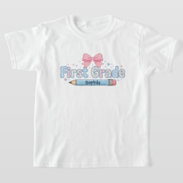 Anpassad Första Klass Flickig Tillbaka Till Skolan T Shirt