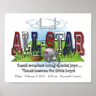 Anpassad fotboll - allt-Star Boys Room Wall Art Poster